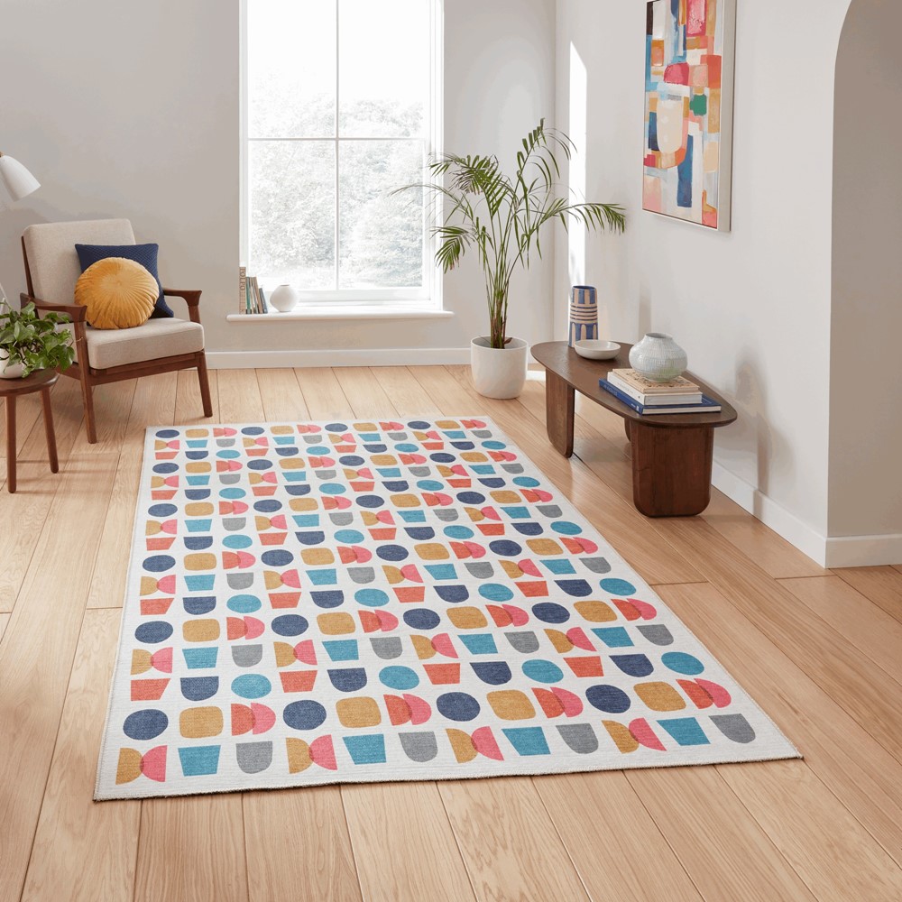 Connect Geo Washable Geometric Rugs by Catherine Lansfield in Multi